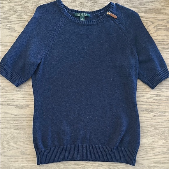 Ralph Lauren Short Sleeve Navy Sweater - Picture 1 of 5